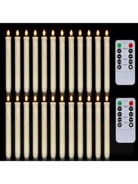 24 Pcs Flameless Taper Candles with Remote & Timer - Ivory LED Candle Sticks for